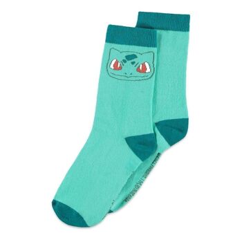 Pokemon Chaussettes fantaisie Bulbizarre, 1 paquet, unisexe, 43/46, vert (NS700656POK-43/46) 1