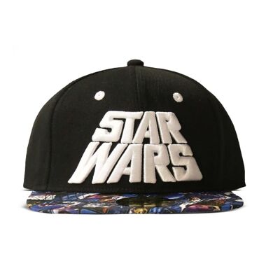 SB141308STW STAR WARS Logo mit durchgehendem Posterdruck Krempe Snapback Baseball Cap, Unisex, Mehrfarbig