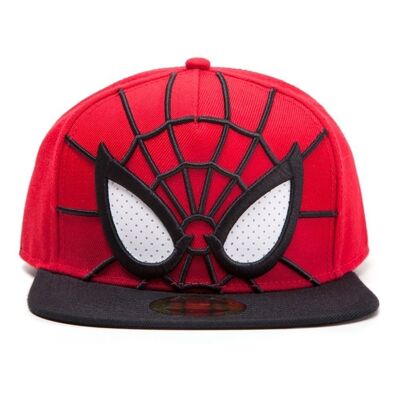 MARVEL COMICS Spider-man 3D Face Mask with Mesh Eyes Snapback Baseball Cap, Unisex, Rojo/Negro (SB241107SPN)