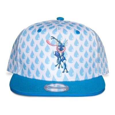POKEMON Greninja con gorra de béisbol Snapback con estampado integral, azul/blanco (SB251647POK)