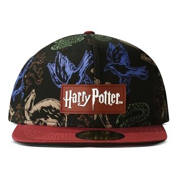 HARRY POTTER Wizards Unite Logo et Poudlard Maisons Symboles Casquette de baseball à imprimé intégral Noir/rouge (SB265154HPT) 2