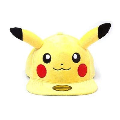 POKEMON Pikachu Plush with Ears Snapback Baseball Cap Unisexe Jaune/Noir (SB276317POK)