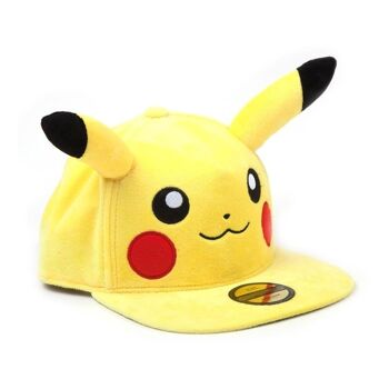 POKEMON Pikachu Plush with Ears Snapback Baseball Cap Unisexe Jaune/Noir (SB276317POK) 3