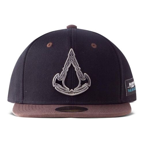 ASSASSIN'S CREED Valhalla Metal Badge Crest Logo Snapback Baseball Cap, Unisex, Black/Brown (SB358873ASC)