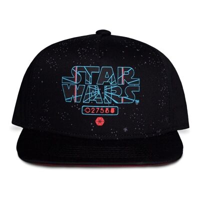 STAR WARS Villains Logo with Galaxy Background Snapback Gorra de béisbol, negro/rojo (SB511454STW)