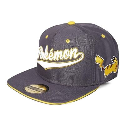 POKEMON Stylish Logo & Pika Snapback Baseball Cap, Unisex, Black/Yellow (SB541784POK)