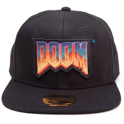 Gorra de béisbol Snapback con parche del logotipo de DOOM, negro (SB601706DOO)