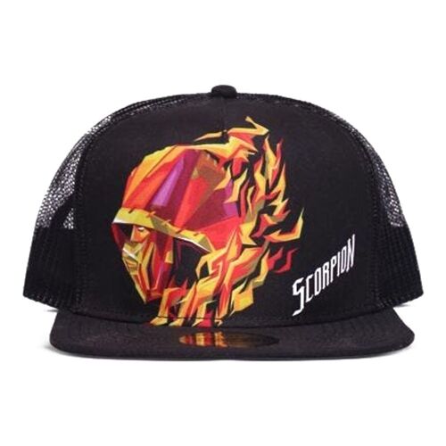 MORTAL KOMBAT Scorpion Logo Trucker Baseball Cap, Unisex, Black (SB624664MKB)