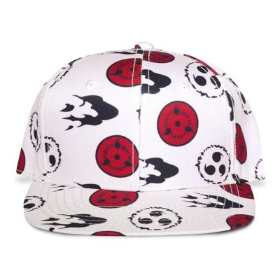 NARUTO SHIPPUDEN Symbols Pattern All-over Print Snapback Baseball Cap, White/Black (SB776541NRS)