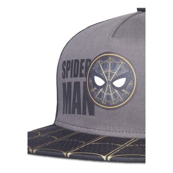 MARVEL COMICS Spider-man: No Way Home Face Badge Logo and Web Brim Trucker Casquette de baseball Gris/noir (SB823888SPN) 3