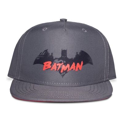 DC COMICS Batman Gotham City Bat Symbol and Logo Cappellino da baseball snapback per bambini, ragazzo, grigio/rosso (SB842320BTM)