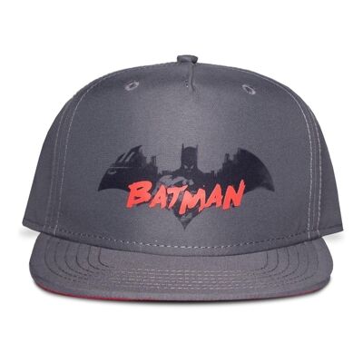 DC COMICS Batman Gotham City Bat Symbol and Logo Kid's Snapback Baseball Cap, Boy, Grey/Red (SB842320BTM)