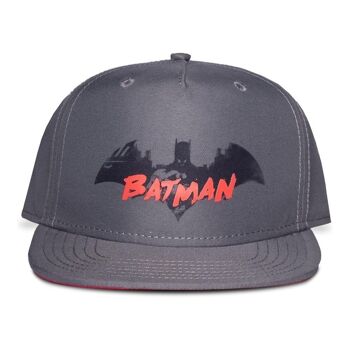 DC COMICS Batman Gotham City Bat Symbol and Logo Casquette de baseball Snapback pour enfant Garçon Gris/rouge (SB842320BTM) 1