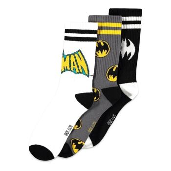 DC COMICS Batman Iconic Logos Chaussettes de sport, lot de 3, unisexe, 39/42, multicolore (SS204818BTM-39/42) 1