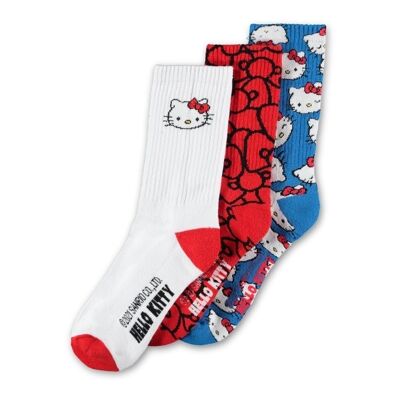 HELLO KITTY Iconic Logos Sport Calcetines, Pack de 3, Unisex, 39/42, Multicolor (SS723428HKT-39/42)