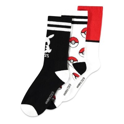 POKEMON Iconic Logos Sportsocken, 3er-Pack, Unisex, 43/46, Mehrfarbig (SS850374POK-43/46)