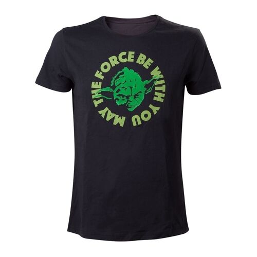 STAR WARS Yoda....'May The Force Be With You' T-Shirt, Male, Small, Black (TS080704STW-S)