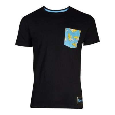 RICK AND MORTY Banana Pocket Camiseta, Hombre, Extra Extra Grande, Negro (TS110015RMT-2XL)