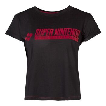NINTENDO SNES Logo T-shirt court, femme, petit, noir (TS126084NTN-S) 1