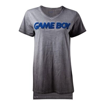 NINTENDO Gameboy 3D Logo Oil Washed T-Shirt, Femme, Extra Extra Large, Gris (TS132506NTN-2XL)