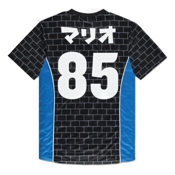 NINTENDO Super Mario Bros. Mario Brick Print Sports Jersey T-Shirt, Homme, Extra Large, Noir/Bleu (TS142040NTN-XL) 2