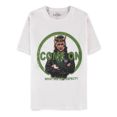 MARVEL COMICS Loki Come On! What Did You Expect? T-Shirt, Male, Medium, White (TS152575LOK-M)