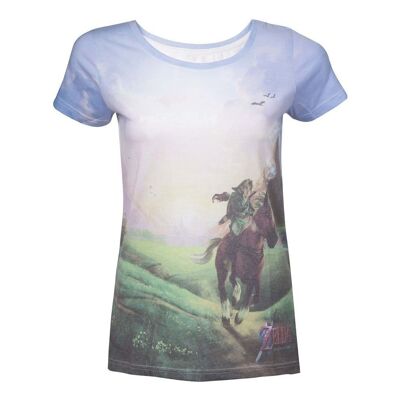 NINTENDO Legend of Zelda Ocarina of Time Link's Journey Sublimation T-Shirt, Damen, Large, Mehrfarbig (TS210504NTN-L)