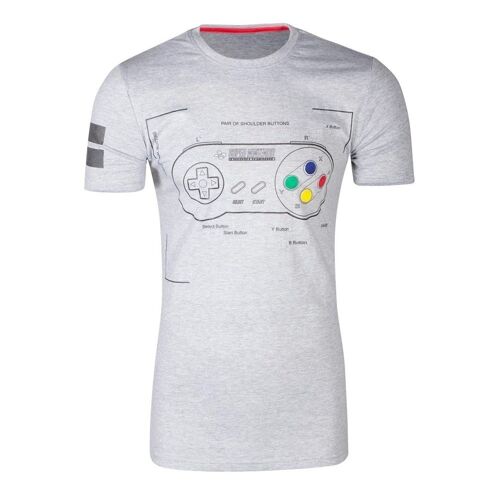 NINTENDO SNES Controller Super Power T-Shirt, Male, Large, Grey (TS241058NTN-L)