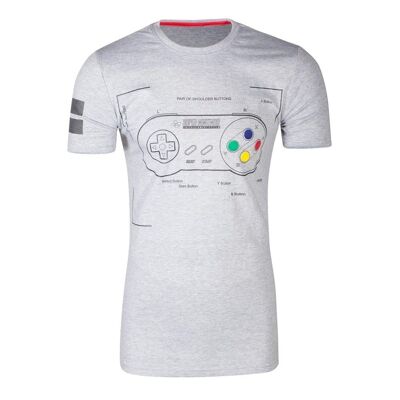 NINTENDO SNES Controller Super Power T-Shirt, Herren, Large, Grau (TS241058NTN-L)