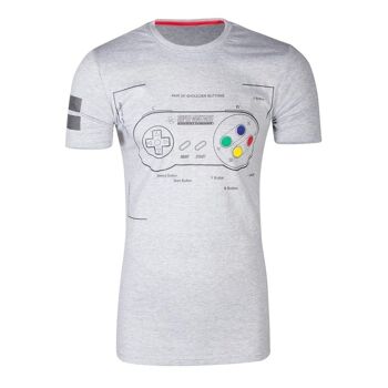 NINTENDO SNES Controller Super Power T-shirt, homme, grand, gris (TS241058NTN-L) 1