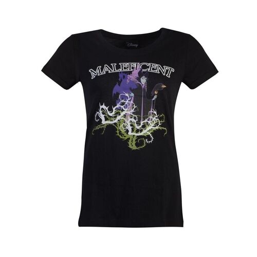 DISNEY Maleficent Gel Printed T-Shirt, Female, Medium, Black (TS247342MMA-M)