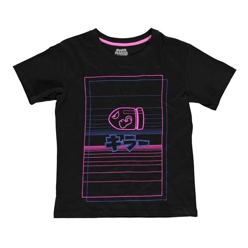 NINTENDO Super Mario Bros. Neon Japanese Bullet Bill T-Shirt, Female, Extra Large, Black (TS307333NTN-XL)