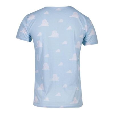 DISNEY Toy Story 4 Logo with All-over Clouds T-Shirt, Herren, Small, Blau (TS318030TOY-S)