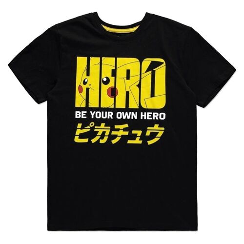 POKEMON Olympics Pika Hero T-Shirt, Male, Large, Black (TS333628POK-L)