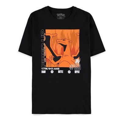 Pokemon Charizard Fired Up Train Battle Repeat T-Shirt, männlich, groß, schwarz (TS350041POK-L)