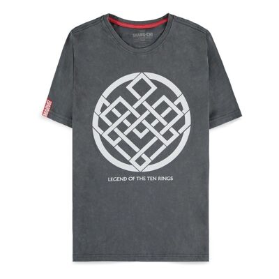 MARVEL COMICS Shang-Chi and the Legend of the Ten Rings Crest Logo Camiseta, Hombre, Grande, Gris (TS366168CHI-L)