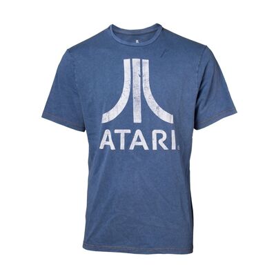 T-Shirt ATARI Logo Faux Denim, Uomo, Large, Blu (TS551120ATA-L)