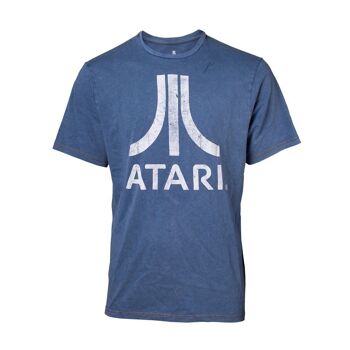 ATARI Logo Faux Denim T-Shirt, Homme, Grand, Bleu (TS551120ATA-L)