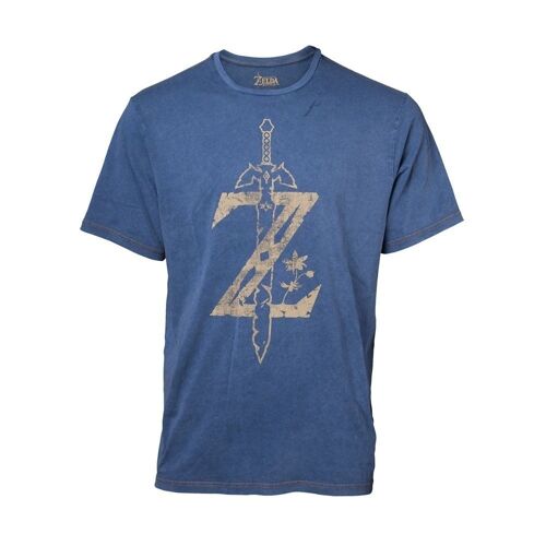 NINTENDO Legend of Zelda Breath of the Wild Z Logo Faux Denim T-Shirt, Male, Large, Blue (TS551192ZEL-L)