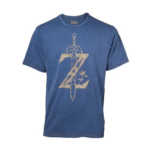 NINTENDO Legend of Zelda Breath of the Wild Z Logo Faux Denim T-Shirt, Male, Medium, Blue (TS551192ZEL-M)