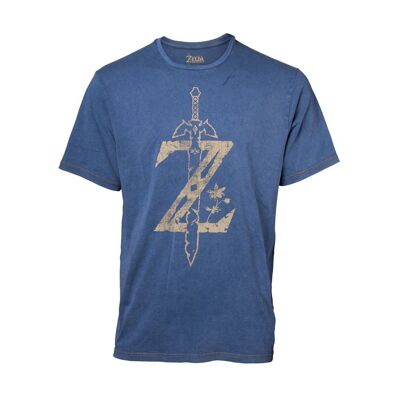 NINTENDO Legend of Zelda Breath of the Wild Z Logo Faux Denim Camiseta, Hombre, Mediano, Azul (TS551192ZEL-M)