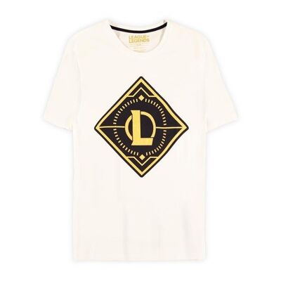 Camiseta con logo dorado de LEAGUE OF LEGENDS, hombre, grande, blanco (TS614473LOL-L)