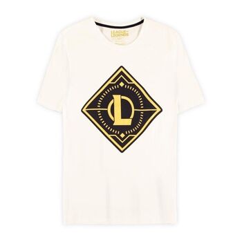 LEAGUE OF LEGENDS T-shirt avec logo doré, homme, grand, blanc (TS614473LOL-L) 1
