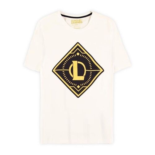 LEAGUE OF LEGENDS Gold Logo T-Shirt, Male, Extra Large, White (TS614473LOL-XL)