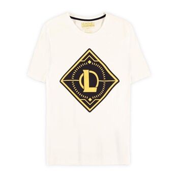 LEAGUE OF LEGENDS T-shirt avec logo doré, homme, très grand, blanc (TS614473LOL-XL) 1