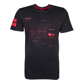 NINTENDO NES Controller Super Power T-shirt, homme, petit, noir/rouge (TS644124NTN-S) 2