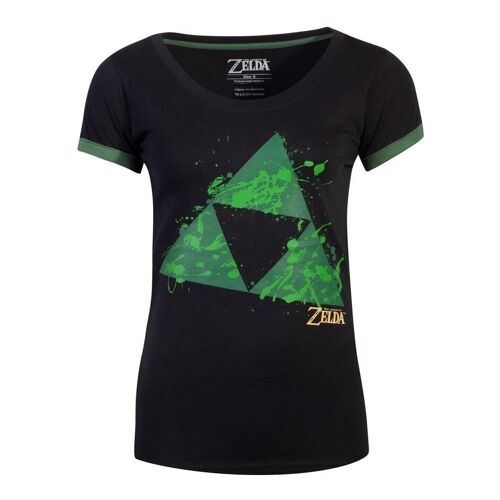 NINTENDO Legend of Zelda Triforce Splatter Sublimation T-Shirt, Female, Extra Extra Large, Black (TS782480ZEL-2XL)