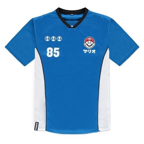 NINTENDO Super Mario Bros. Mario 85 Sports Jersey T-Shirt, Male, Large, Blue/White (TS876174NTN-L)