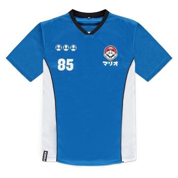NINTENDO Super Mario Bros. Mario 85 Sports Jersey T-Shirt, Homme, Large, Bleu/Blanc (TS876174NTN-L) 1