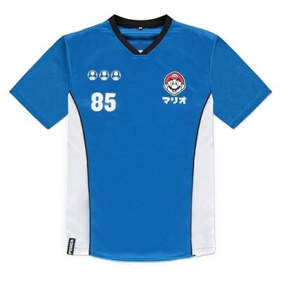 NINTENDO Super Mario Bros. Mario 85 Sports Jersey T-Shirt, Herren, Extra Large, Blau/Weiß (TS876174NTN-XL)